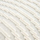 Close-up of the Deron White Washable 3D Rug showing its geometric, textured design and off-white color. Texture