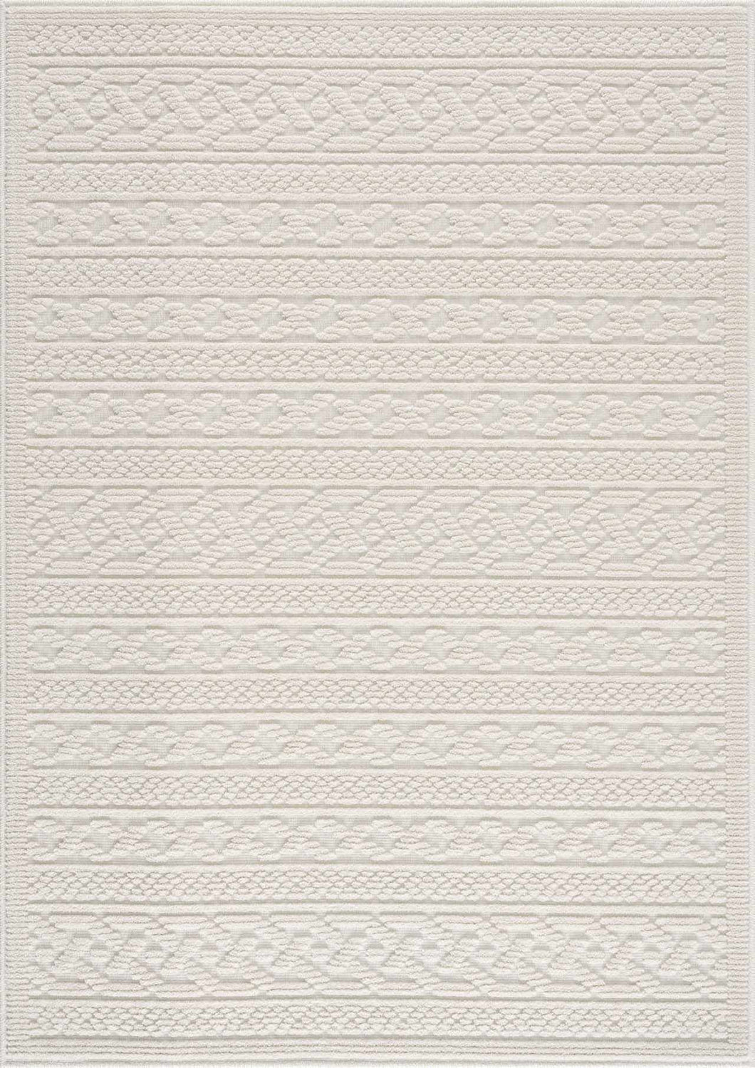 Close-up of the Fadey White 3D Washable Rug, showcasing its geometric pattern and soft, textured weaves. Design-Rectangle-537