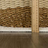 Close-up of the Fadey White 3D Washable Rug showing the texture and pile height with a ruler for scale. Pile