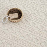 Close-up of the Fadey White 3D Washable Rug showing its geometric pattern and soft, textured design. Styleshot
