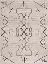 Close-up of the Azzan Cream & Charcoal Area Rug, featuring a Southwestern-inspired geometric design. Design-Rectangle-46