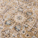 Close-up of Anana Gold & Beige Area Rug showing its traditional floral pattern and soft, textured pile. Texture
