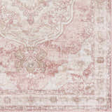 Close-up of the Kandos Blush & Light Pink Area Rug, showcasing its traditional floral pattern and soft, muted pink tones. Swatch