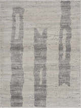 Close-up of Tigria Ivory 2316 area rug. Contemporary style with gray abstract stripes on an ivory textured background. Design-Rectangle