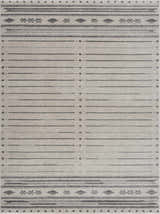 Close-up of the Tigri Aztec Ivory & Gray 2325 Area Rug featuring a gray and ivory geometric pattern. Design-Rectangle