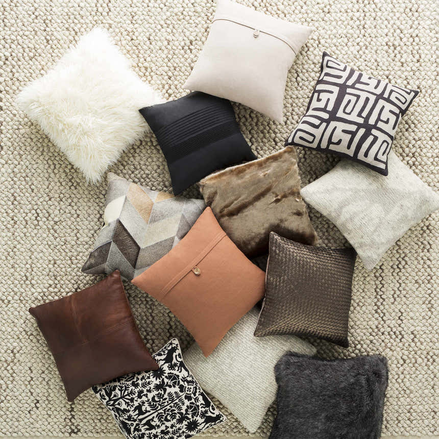 Compton Black Square Throw Pillow - Clearance