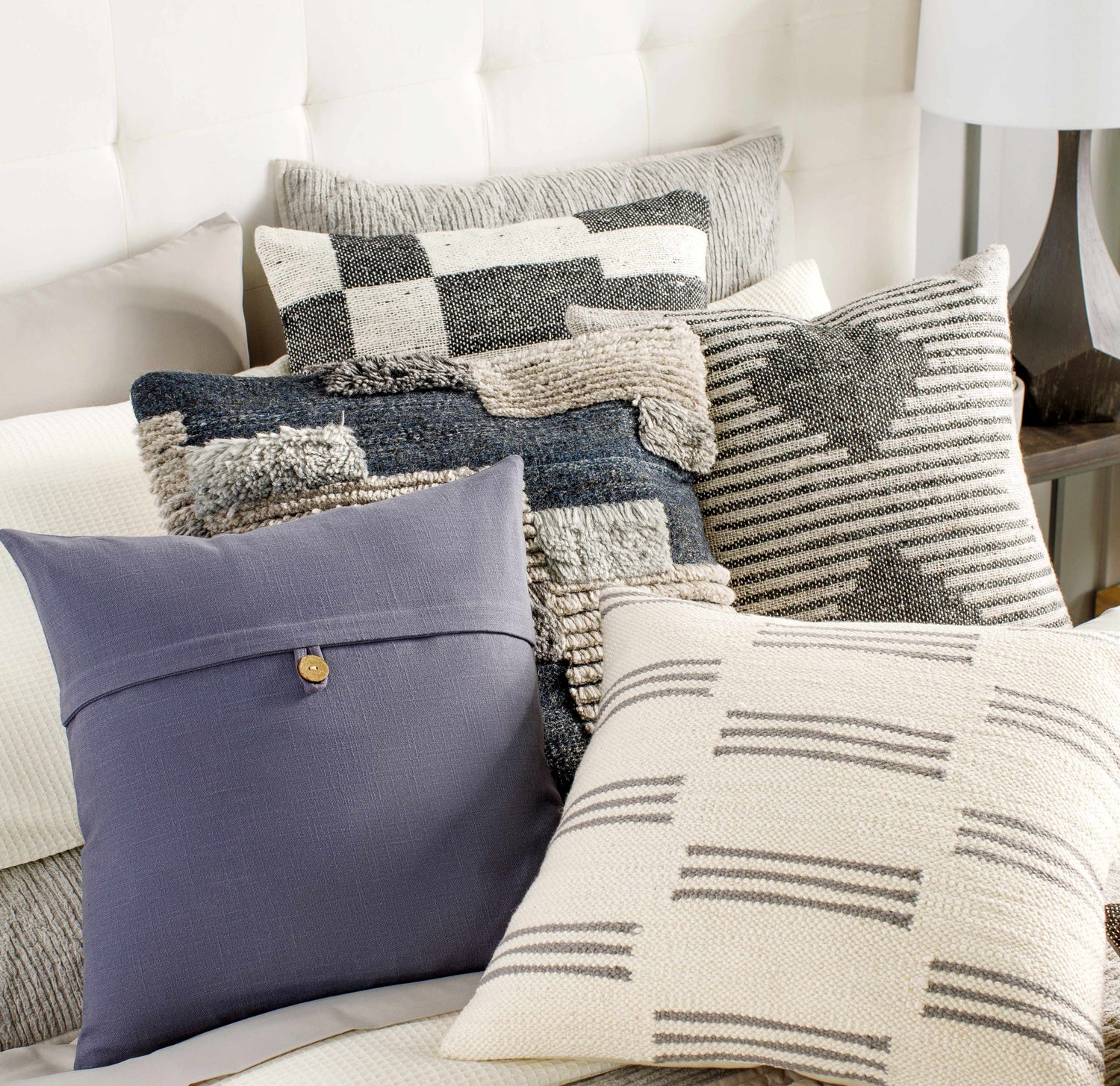 Muscadine Denim Button Throw Pillow