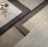 Overhead view of Anito Premium Rugs in charcoal, gray, and light gray with contemporary, farmhouse, and transitional styles. Styleshot