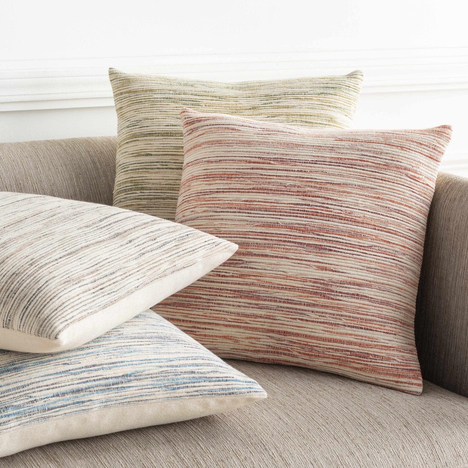 Rhyl Neutral Striped Square Throw Pillow - Clearance