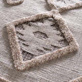 Close-up of the Serkomen High-Low Area Rug showing the textured geometric pattern and raised, soft pile details. Texture