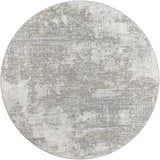 Close-up of round Adwoa Boutique Rug. Contemporary design in cloud gray, dark gray, and nutmeg colors. Design-Round-53