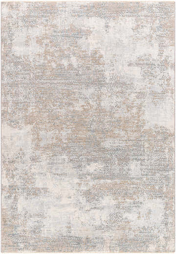 Close-up of the Adwoa Boutique Rug, featuring a contemporary abstract design in cloud gray, nutmeg, and light gray tones. Design-Rectangle-575