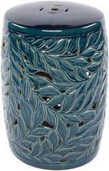 Daguioman Teal Leaf Ceramic Outdoor Stool