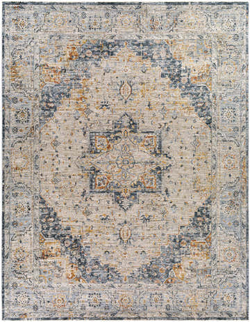 Detailed view of the Alief Luxe Rug, a machine-woven traditional rug in brick red, charcoal, cream, and gray tones. Design-Rectangle-710103