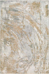 Close-up of the Ambra Thick Luxe Boutique Rug featuring cloud gray, dark brown, and gray abstract design. Design-Rectangle-7696