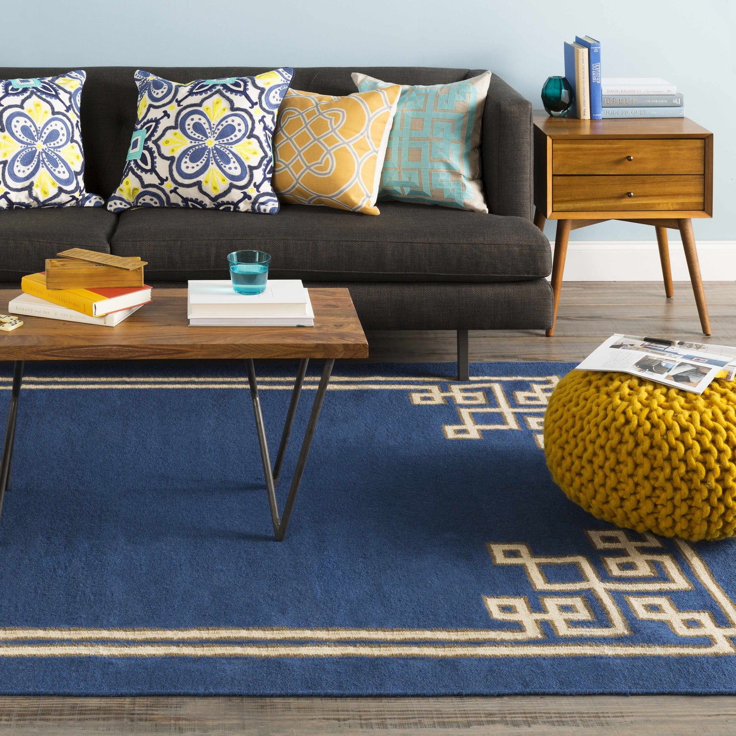 Plenty Aqua Geometric Pattern Accent Pillow - Clearance