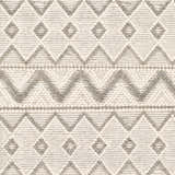 Close-up of the hand woven Whittington Gray&Cream Wool Rug, showcasing its geometric diamond pattern and textured wool material. Texture