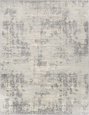 Close-up of the Apison Area Rug. Contemporary design in gray, ivory, and silver gray. Machine woven polypropylene rug. Design-Rectangle-710103