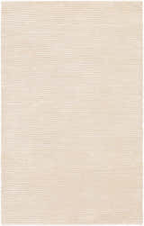 Close-up of the Atlas Carpet, a beige hand-knotted rug with a subtle horizontal striped texture. Design-Rectangle-23