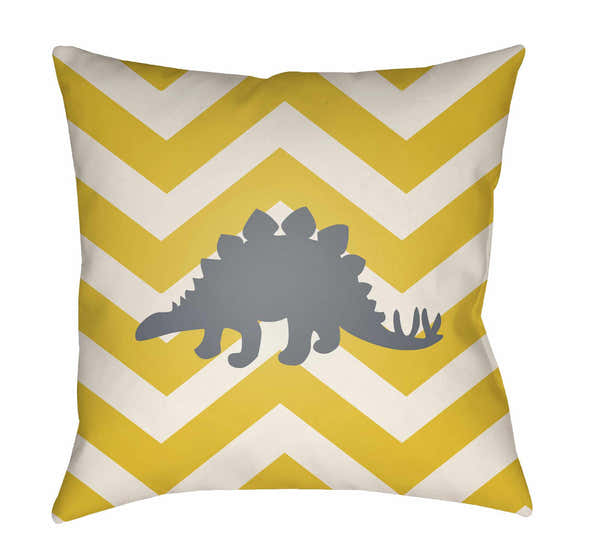 Kids Dinosaur Animal Print Decorative Nursery Yellow Outdoor Throw Pillow