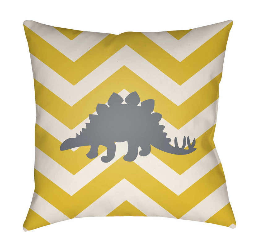Kids Dinosaur Animal Print Decorative Nursery Yellow Outdoor Throw Pillow