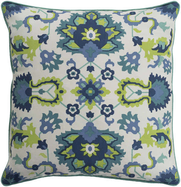 Audley Navy Green Floral Throw Pillow - Clearance