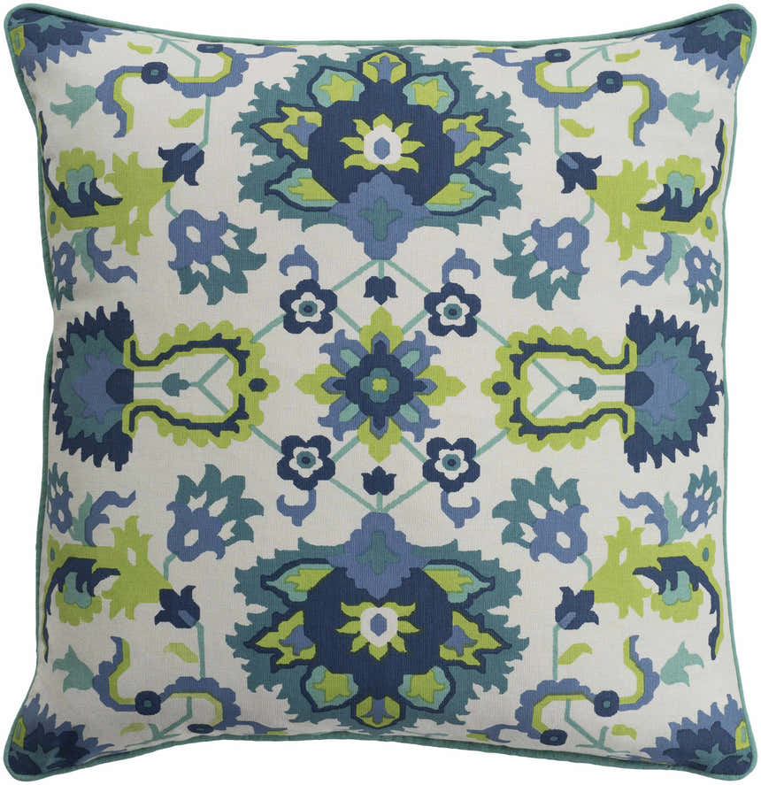 Audley Navy Green Floral Throw Pillow - Clearance