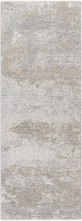Close-up of the Avani Thick Luxe Boutique Rug. Abstract design in dark gray, light gray, medium brown, and nutmeg tones. Design-Runner-2773