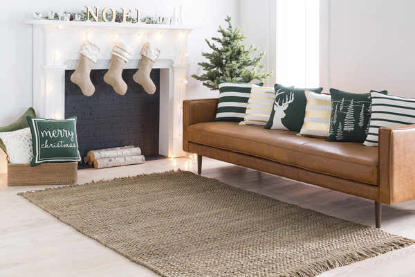 Muenster White Green Striped Throw Pillow - Clearance