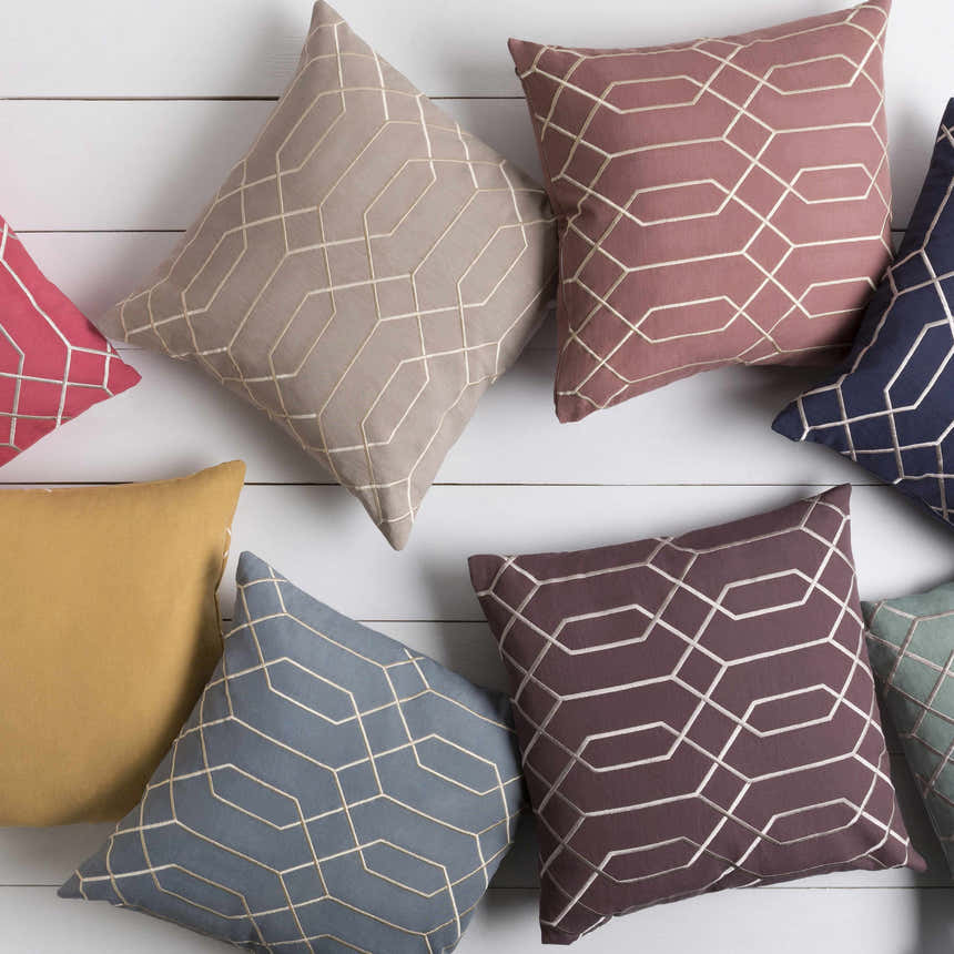 Rasmussen Pink Geometric Square Accent Pillow - Clearance