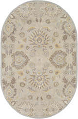 Oval Conesus 1192 rug. Hand-tufted wool rug in ivory, taupe, and light brown floral pattern. Bohemian style. Design-Oval-69