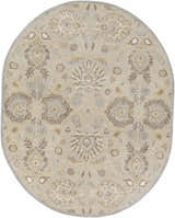 Oval Conesus 1192 rug. Hand-tufted wool rug in ivory, taupe, and pale blue with a traditional floral pattern. Design-Oval-810