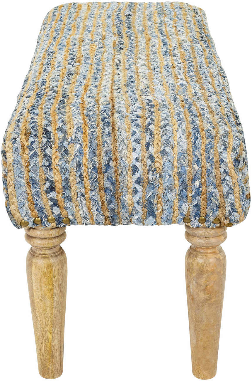 Barongis Blue&Naturak Jute Wood Legs Bench - Clearance