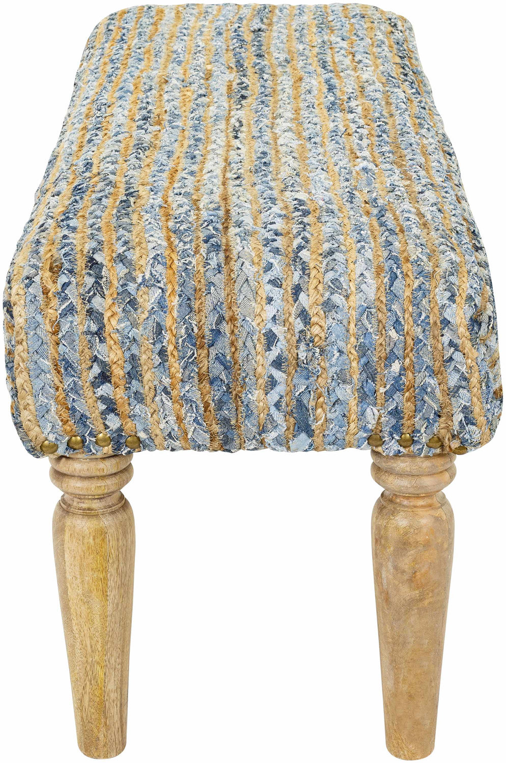 Barongis Blue&Naturak Jute Wood Legs Bench - Clearance