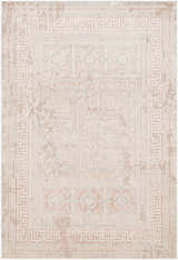 Close-up of Terlingua Blush Greek Mosaic Carpet, featuring a vintage-inspired mosaic pattern in blush, tan, and brown tones. Design-Rectangle-5373