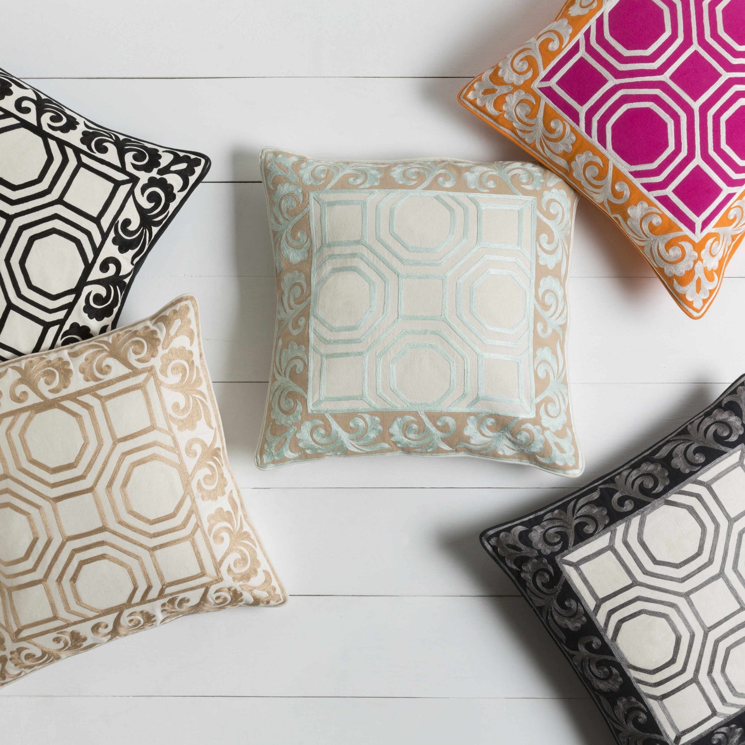 Lititz Gold Geometric Scroll Accent Pillow - Clearance