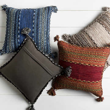 Bensalem Black Geometric Fringe Throw Pillow - Clearance