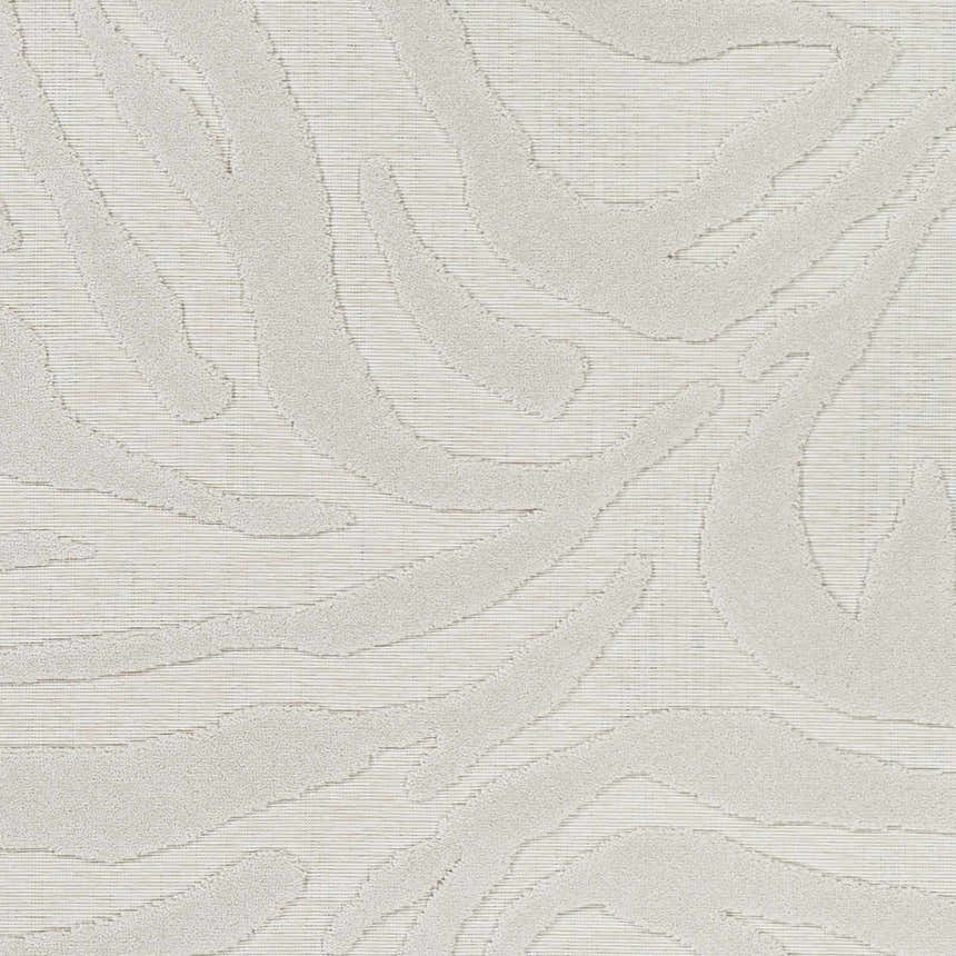 Close-up of the Benzonia 3D White Zebra Rug. Light beige rug with a raised zebra stripe pattern and subtle texture. Swatch