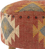 Brick Red Wood Frame Ottoman Stool - Clearance