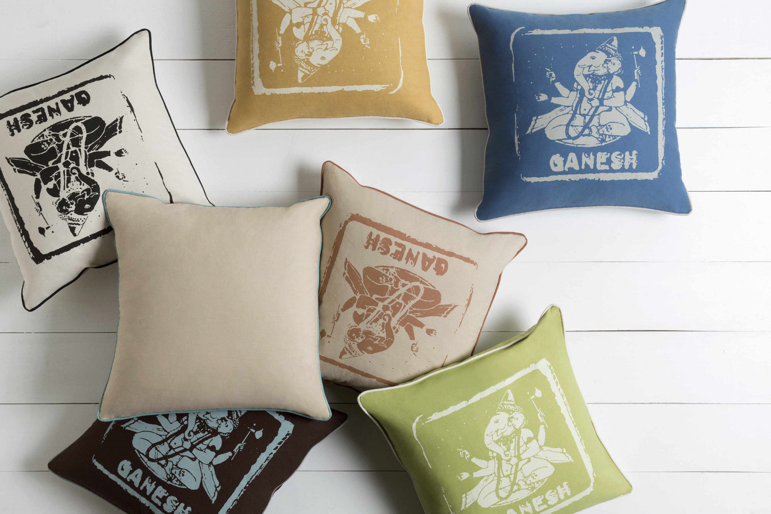 Bass White Ganesh Print Throw Pillow - Clearance