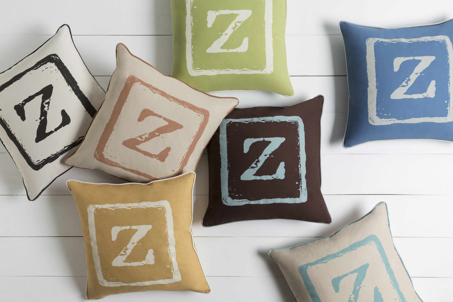 Kennington Black & White Monogram Letter Z Throw Pillow - Clearance