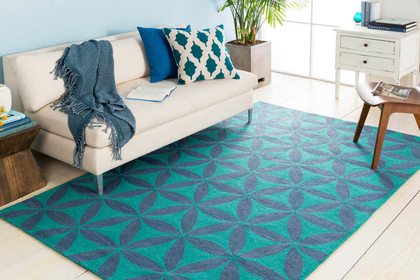 Beaman Teal & White Geometric Accent Pillow - Clearance