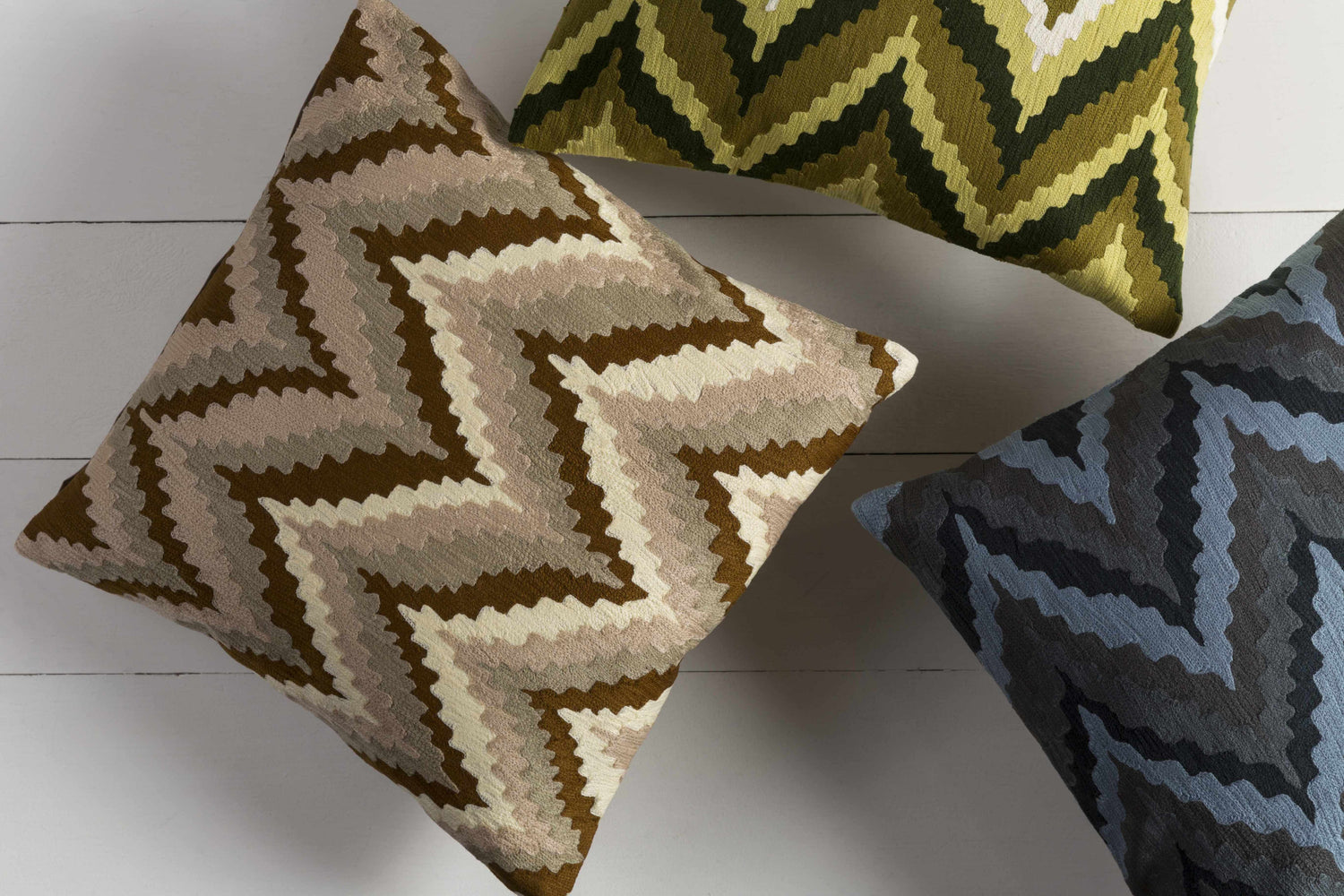 Braunton Chevron Green Mustard Throw Pillow - Clearance