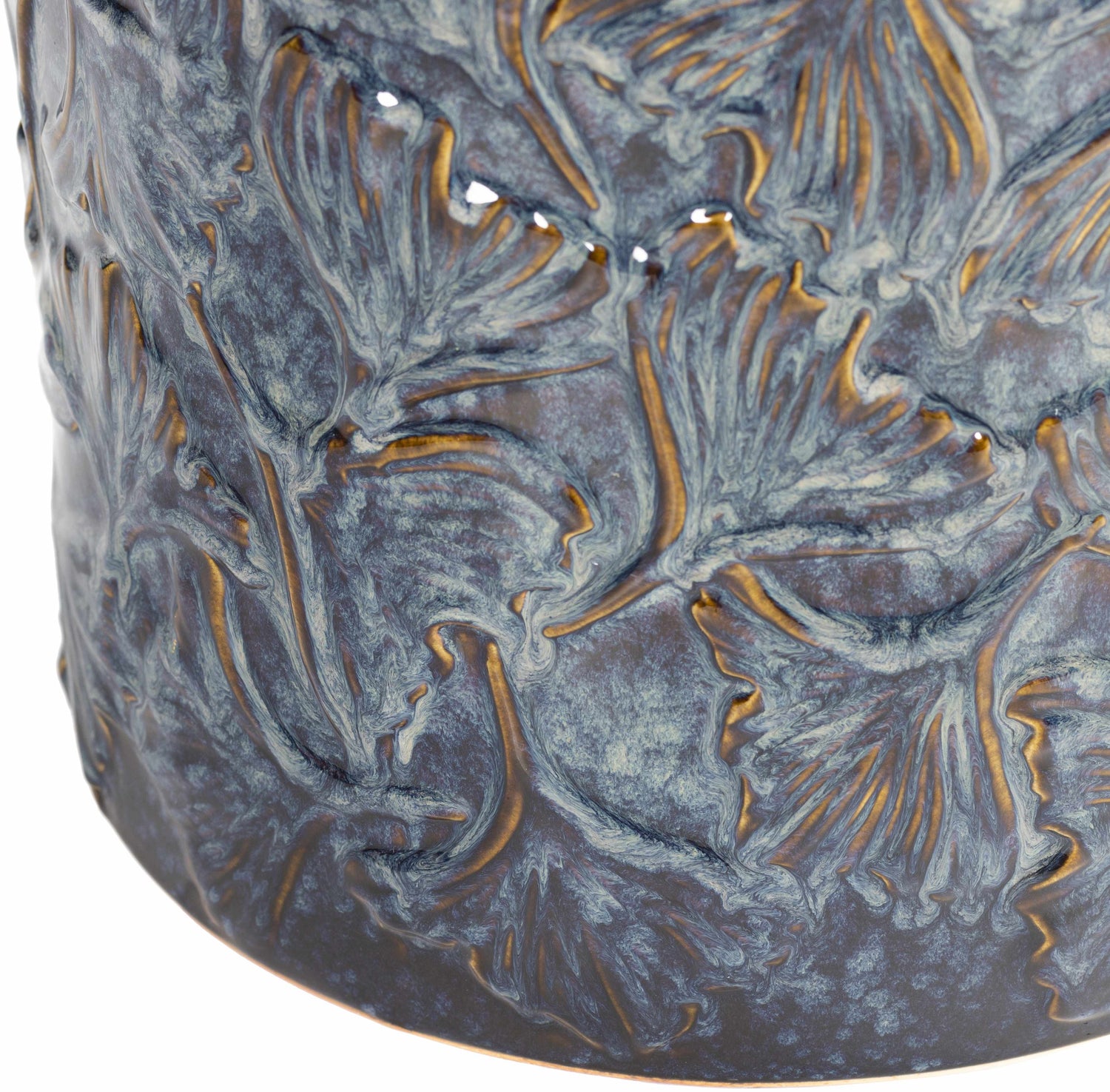 Brothertown Blue Floral Ceramic Outdoor Stool