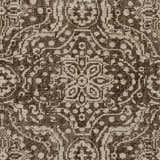 Close-up of the Bryce Area Rug - Clearance. Hand-knotted wool rug with a traditional brown and beige pattern. Swatch