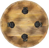 Bungsuan Natural Wood End Table with wheels