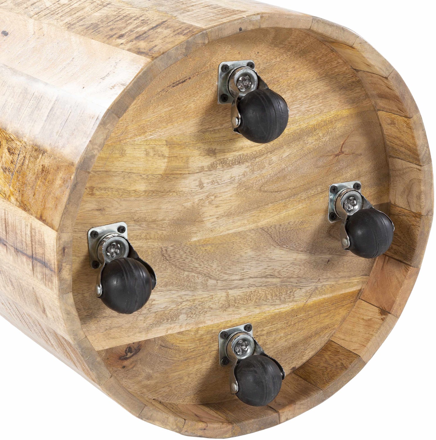 Bungsuan Natural Wood End Table with wheels