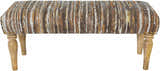 Bustos Leather Striped Wooden Base Bench - Clearance
