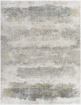 Close-up of Bowdoinham Thick Luxe Boutique Rug. Contemporary design in charcoal, sage, gray, taupe, and white hues. Design-Rectangle-710103