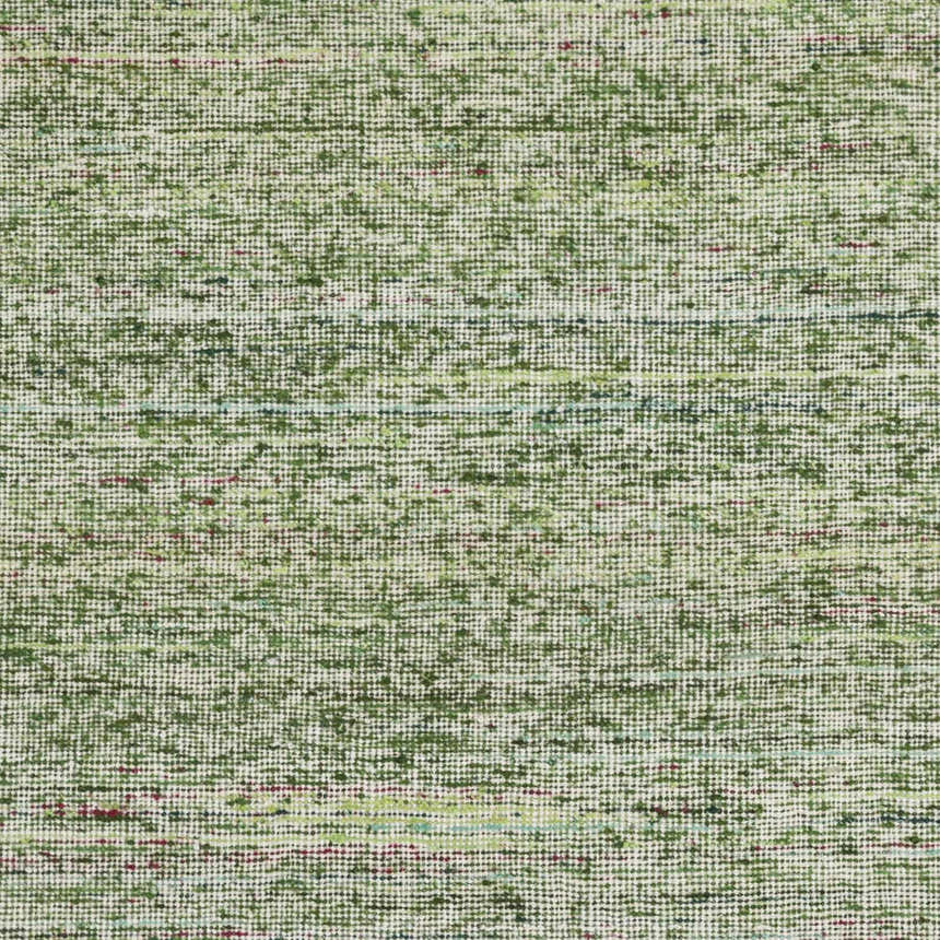 Close-up of the Campti Area Carpet showing a hand-woven texture in shades of grass green, light green, and ivory. Swatch